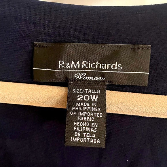 NWT. R & M Richards Navy blue embellished faux wrap dress. Size 20 - Picture 7 of 8